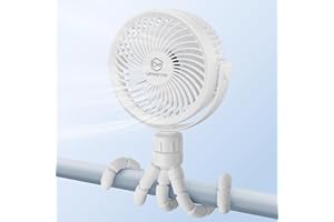 Small Battery Operated Clip-on Versatile Fan with Flexible Tripod, 5000 mAh Portable Stroller Fan, Rechargeable Desk Fans, 4 