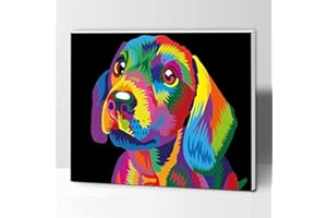 ifymei Paint by Numbers for Kids and Adults Beginner, DIY Gift Canvas Painting Kits with Frame, 12x16 Inch Colorful Cute Dog