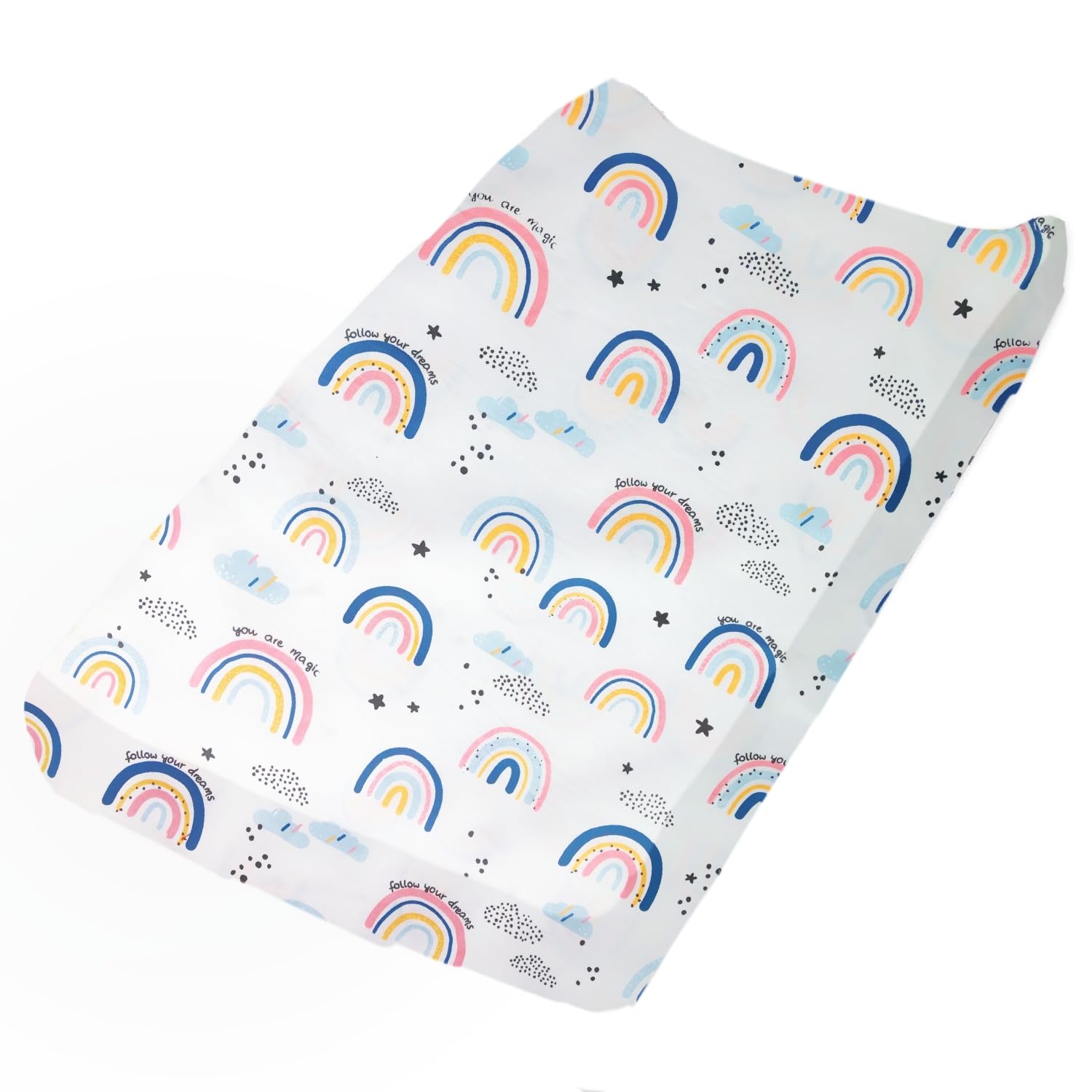 Baby Diaper Changing Pad Cover Rainbow Pattern Cradle Mattress Sheets Nursery Changing Mat Cover Breathable Changing Table Cover 32''X 17''（Cover Only, Pad Not Included）