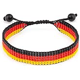 FAHARI Germany Flag Bracelet: Handmade, Adjustable Unisex Boho-Style Wristband Patriotic Design
