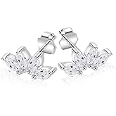 Marquise Moissanite Stud Earrings Maple Leaf, 0.8cttw D Color VVS1 18k Gold Plated 925 Sterling Silver Leaves Earrings for Women Girlfriend Birthday Gifts