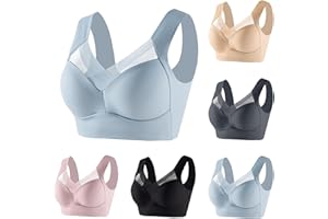 OLIVCKER Bras for Women No Underwire Plus Size Lace Push Up Bra Full Coverage Wireless Comfort Bralettes V Neck Everyday Bra