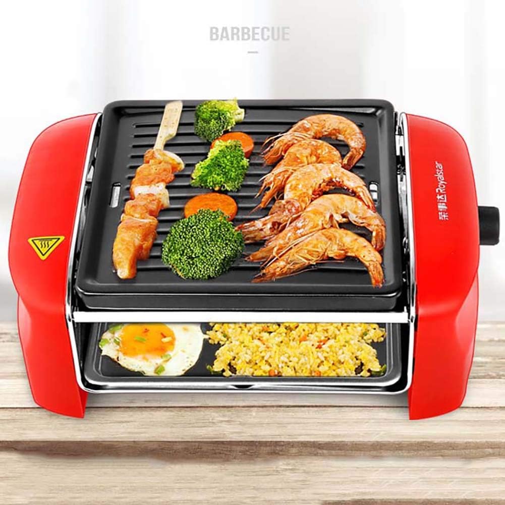 review BTSSA Professional Indoor Electric Grill with Removable Nonstick Plate and Double-Layer Design Features Adjustable Temperature Control, 600-Watt