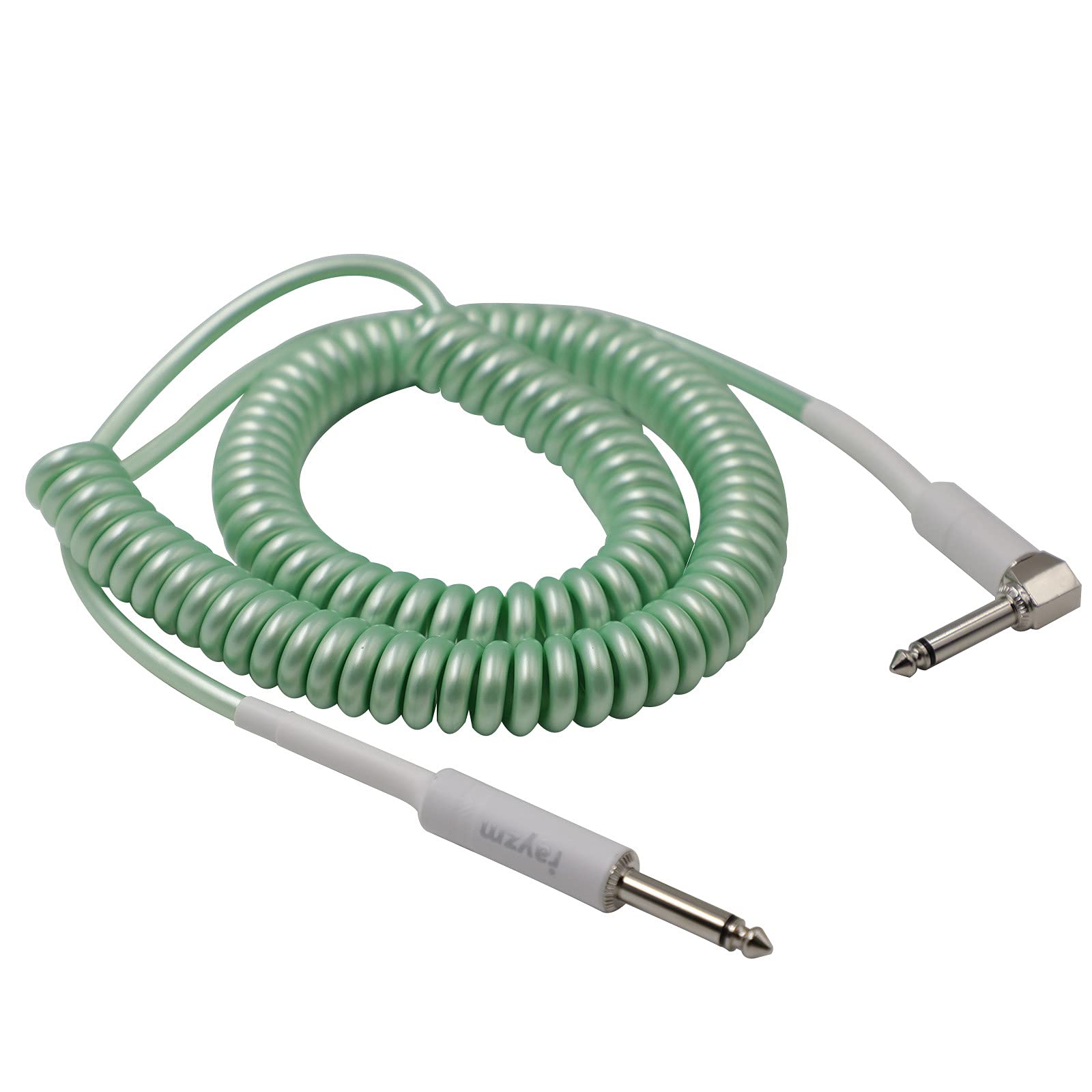 Rayzm Curly Instrument Cable, 2 Meters Coiled Chord, Right Angle to Straight Spiral Lead for Guitar/Bass