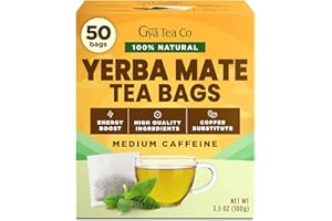 Gya Tea Co Yerba Mate Tea Bags (50 Bags) - Caffeinated with a Smooth Flavor for Workday - Recharge Yourself with Every Sip - Fruit & Herbal Blends