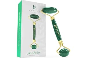 Beauty by Earth Jade Roller for Face - Smoothes Fine Lines & Wrinkles, Face Massager Skin Care Tools with Small Eye Roller for Puffy Eyes, De-Puffing & Firming Facial Tool, Self Care Gifts for Women