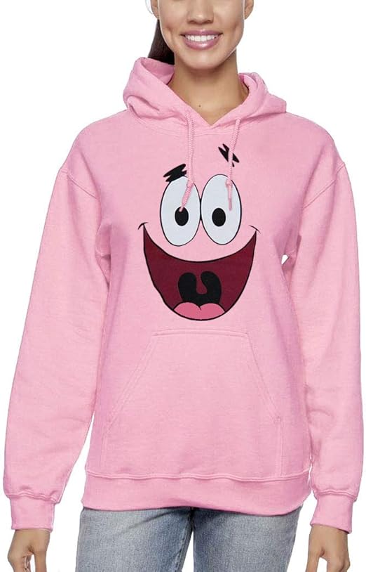 Spongebob Patrick Star Face Adult HoodieLarge Pink Clothing