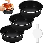 BakerChef 8 Inch Cake Pan Set of 3, Nonstick Round Cake Pans with 110 PCS Parchment Paper, Non-Toxic Carbon Steel Cake Baking Pans, Dishwasher Safe