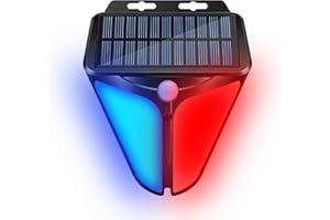 Aolyty Solar Strobe Warning Lights 90DB Alarm Outdoor,4 Working Modes Solar Power Motion Sensor Alarm Light,IP65 Waterproof Security Siren Light for Pasture,Home,Farm,Barn,Villa,Yard