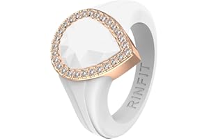 Rinfit Womens Silicone Wedding Ring - Anniversary Ring Women - Promise Rings for Her with Pear Metal Frame & Cubic Zirconia Stones - Patented Design