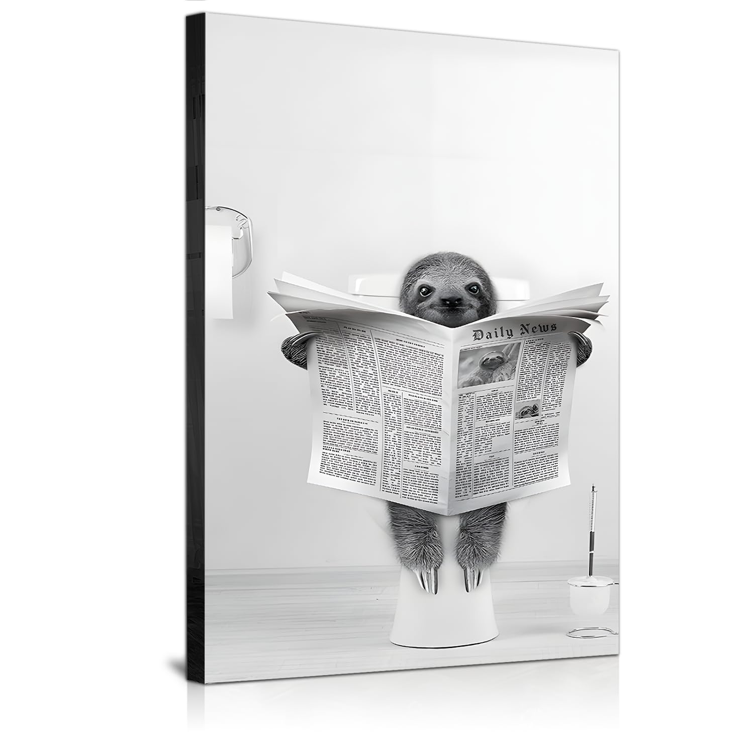 JNAOZI Bathroom Black and White Canvas Painting, Black White Vintage Canvas Pictures, Bathtub Animal Print Canvas Painting Poster, Without Frame (F8, 40 x 60 cm x 1)