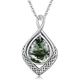 PELOVNY Celtic Knot Necklaces for Women 925 Sterling Silver Gemstone/Birthstone Teardrop Infinity Necklace Irish Celtic Pendant Jewelry Gifts for Mom Daughter Wife Sister