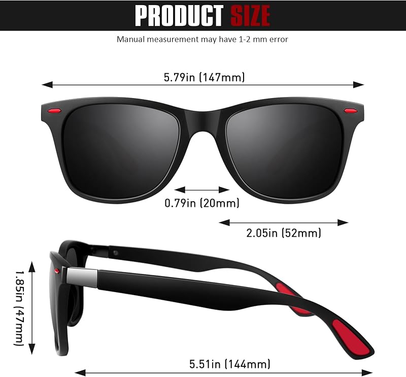Sonnenbrille Herren Damen Polarisierte Leichtgewicht Rechteck UV400