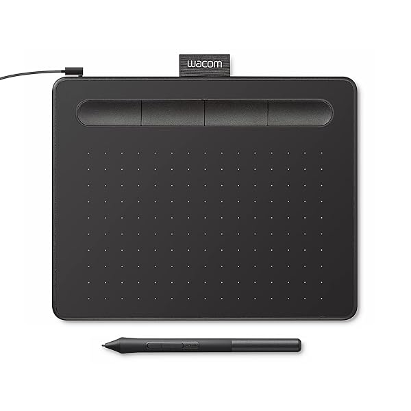 WACOM INTUOS SMALL GRAPHICS DRAWING TABLET, INCLUDES TRAINING & SOFTWARE; 4 CUSTOMIZABLE EXPRESSKEYS COMPATIBLE WITH CHROMEBOOK MAC ANDROID & WINDOWS, PHOTO/VIDEO EDITING, DESIGN & EDUCATION,BLACK