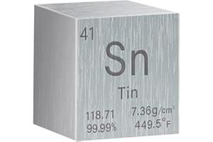 REELANX 1 Inch Tin Cube Metal Density, High Density Element Cube Pure Metal, for Element Collections Lab Experiment Material,Elemental Collection Hobby,Gift for Children (Tin-Sn)