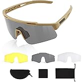 ToopMount Tactical Eyewear Anti Fog, ANSI Z87.1 Sports Glasses with 3 Interchangeable Lens UV400 Protection Airsoft Goggle
