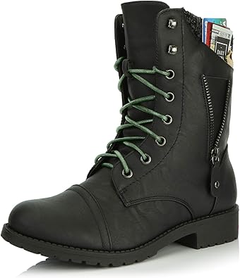 dark green combat boots