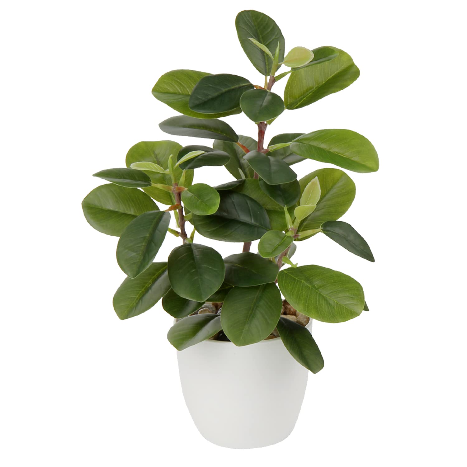 Oairse Artificial Plant Camellia 28cm Fake Plants in Pots Faux Camellia Plants with White Pots Fake Plant Potted Small Bonsai Tree for Home Bedroom Office Desk Kitchen Shelves Decoration