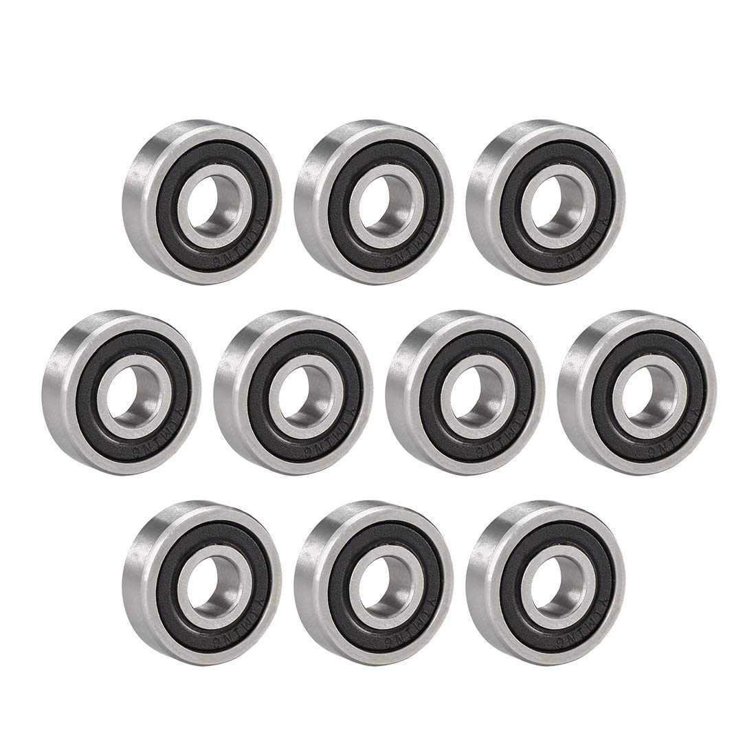 sourcing map 607-2RS Deep Groove Ball Bearing Double Sealed 180017, 7mm x 19mm x 6mm Chrome Steel Bearings, 10-Pack