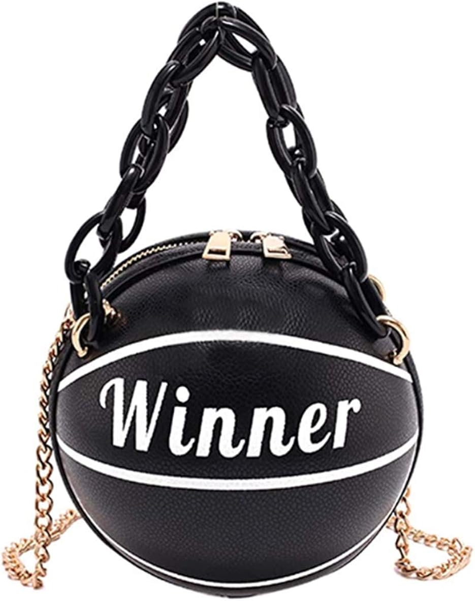 YHBD Basketball Shaped Round Shoulder Bag Handbag, Women Ball Shape