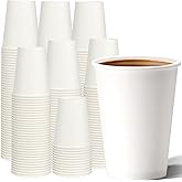 METAPRINT Disposable Paper Cups 12 oz [100 Pack], White Hot Coffee Cups, 12 oz Paper Coffee Cups, Thickened Design for Cafes, Bistros, Parties, and Events