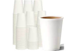METAPRINT Disposable Paper Cups 12 oz [100 Pack], White Hot Coffee Cups, 12 oz Paper Coffee Cups, Thickened Design for Cafes, Bistros, Parties, and Events