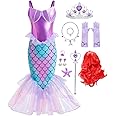iTVTi Little Girls Mermaid Costume Princess Dress Up Ariel Outfits with Accessories Wig Birthday Party Halloween Cosplay