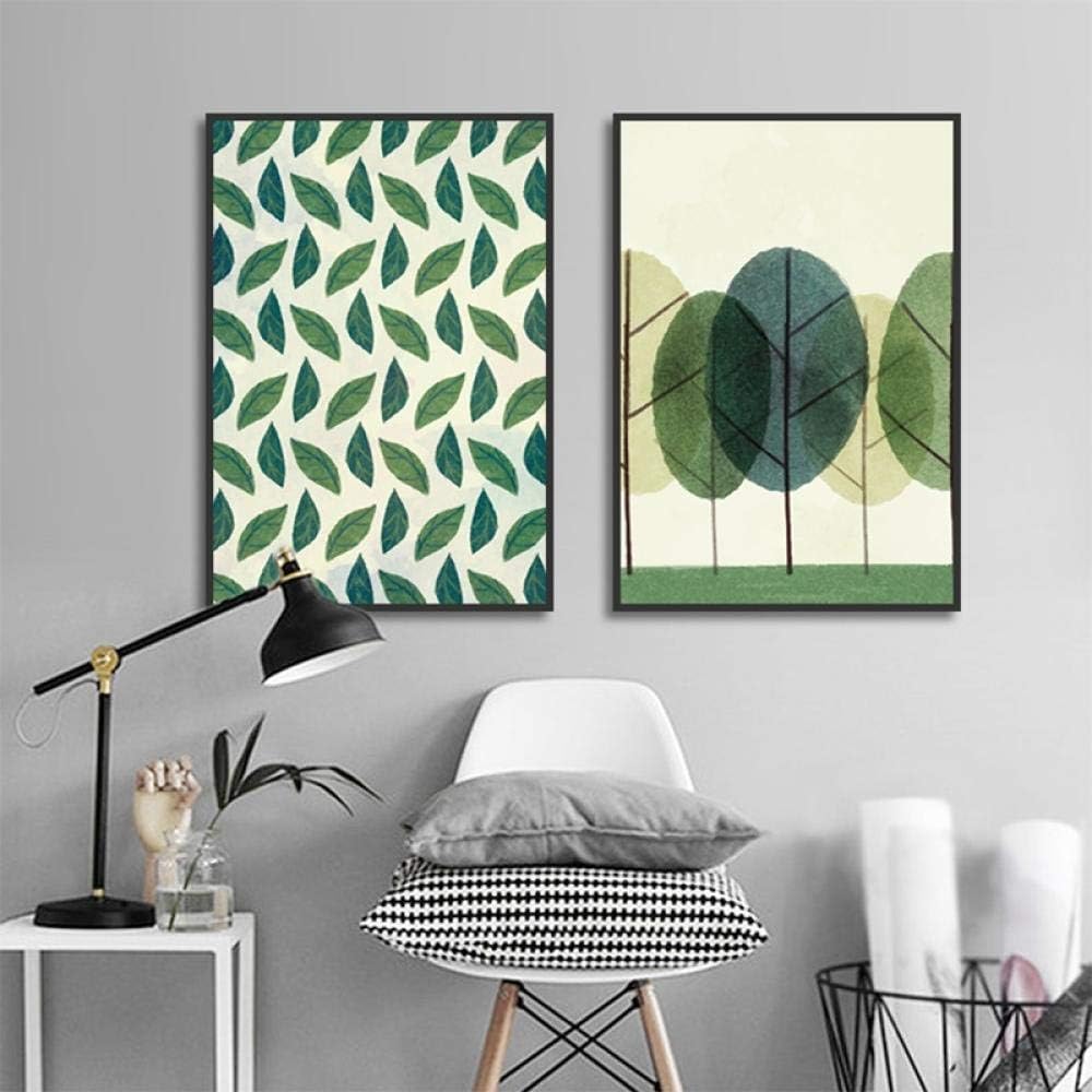 NOBRAND MFMing Modern Plant And Green Leaf Print Canvas Painting