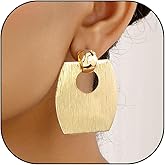 ULLKEL Geometric Rectangle Earrings Gold Statement Earrings Gold Stud Earrings Chunky Square Earrings Geometric Dangle Earrings Earring Jewelry for Women