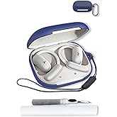Case for Soundcore by Anker AeroFit 2 Open-Ear Headphones,Soft Protective,Shockproof, BOVUGAC Silicone Case Cover with Keychain & Cleaning Kit & Lanyard Soundcore AeroFIT 2 2024-Blue