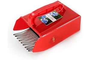 GUGULUZA Berry Picker with Metallic Comb, Plastic Blueberry Picker Scoop with Ergonomic Handle, Huckleberry Picking Rakes for Easier Berry Harvester, 9" x 5.5" (Red)