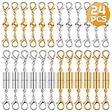 Anezus 24Pcs Necklace Clasp Magnetic Jewelry Locking Clasps and Closures Bracelet Extender for Necklaces, Bracelets and Jewelry Making (Silver & Gold)