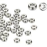 PATIKIL 4mm Spacer Beads, 25 Pcs Charm Spacer Beads Stainless Steel Loose Disc Flat Round Slider Stopper for Jewelry Making Bracelet Necklace Earrings Crafts DIY, Silver Tone