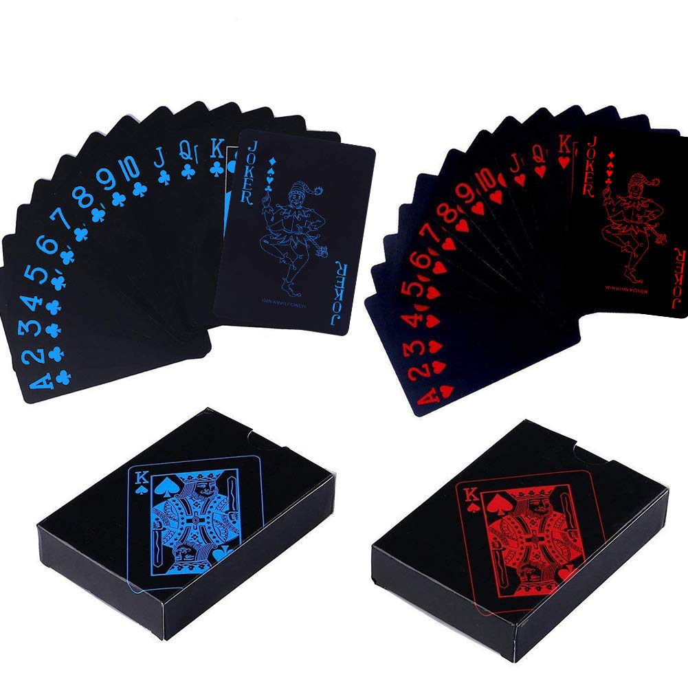 BETOY Poker Playing Cards 2 Pack 54 Pieces Waterproof PVC Multipack Poker Playing Cards Set Classic Magic Tricks Tool for Party and Game