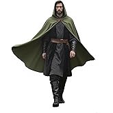 Medieval Hooded Cloak Velvet Cloak with Hood Men Women Renaissance Hooded Cape Victorian Hobbit Sorcerer Halloween Costume