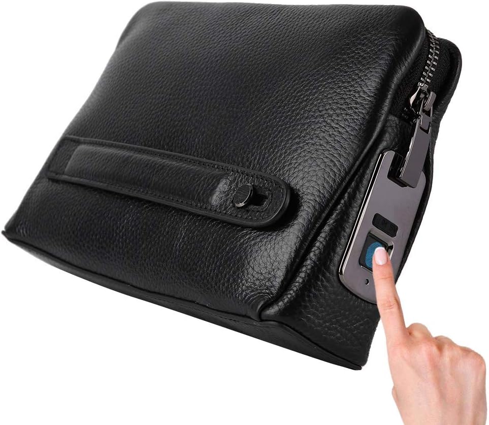 Amazon.com: Yencoly Smart Fingerprint Handbag, FL-V1 Men Zipper Leather