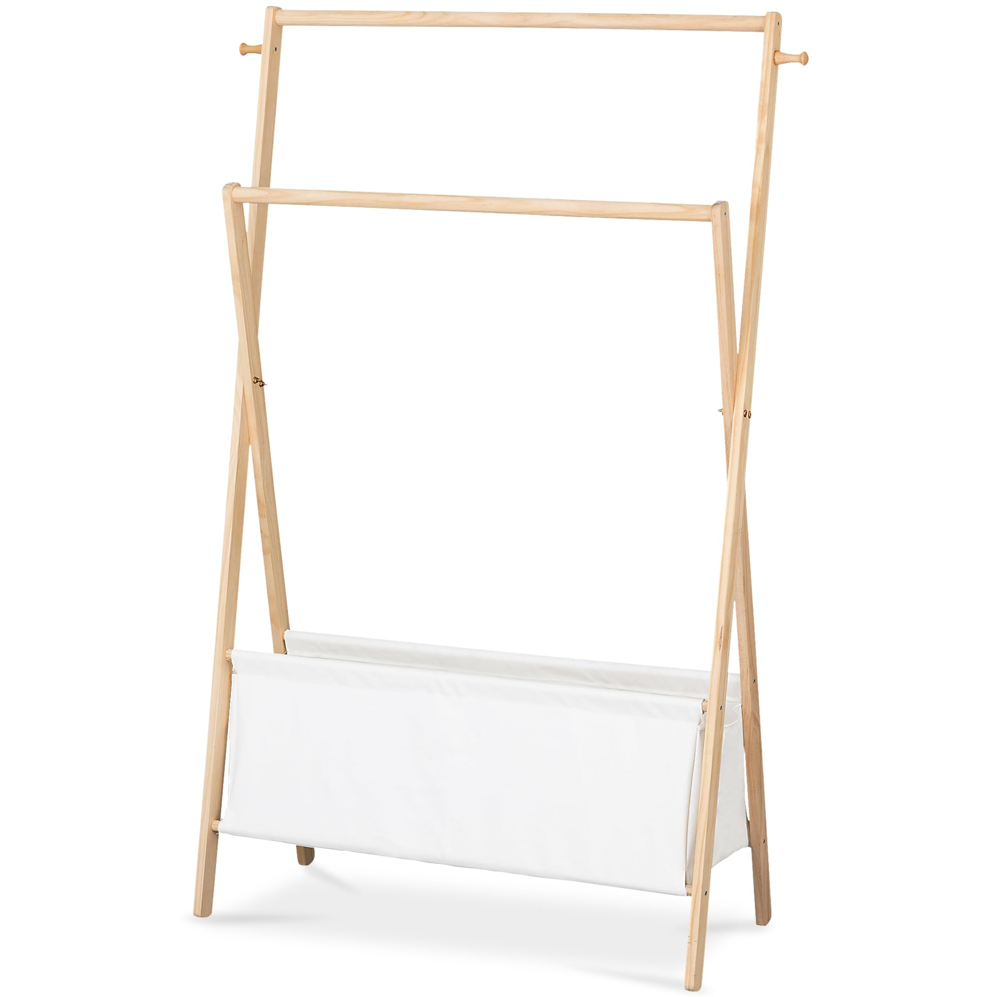 Photo 1 of SOLBAKUILT Modern Garment Racks, Clothing Rack for Hanging Clothes, Wood Coat Racks Free Standing, Heavy Duty Clothes Rack, Simple Clothing Rack with 2 Top Rod