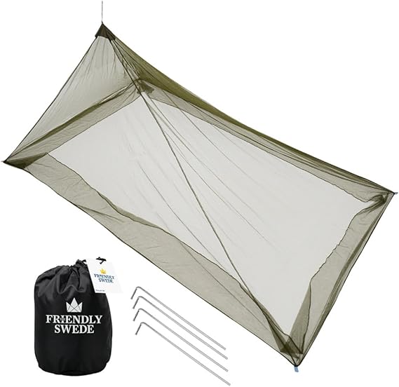 Amazon The Friendly Swede 蚊よけ網 モスキートネット アウトドア 蚊よけ 固定用ペグ4本付き グリーン