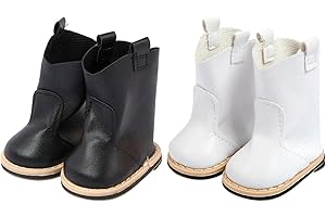 18 Inch Doll Boots (2 Pair) - Miniature High Top Winter Shoes, Fashionable Dress Up Accessories for Dolls