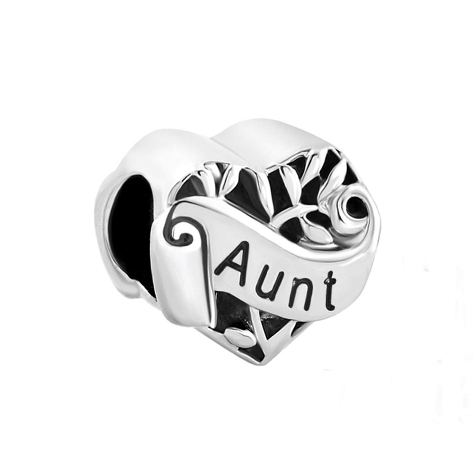 Aunt Love Heart Charm Compatible with Pandora Charms Bracelets Women Sister Jewellery Auntie Niece Cousin Family Birthday