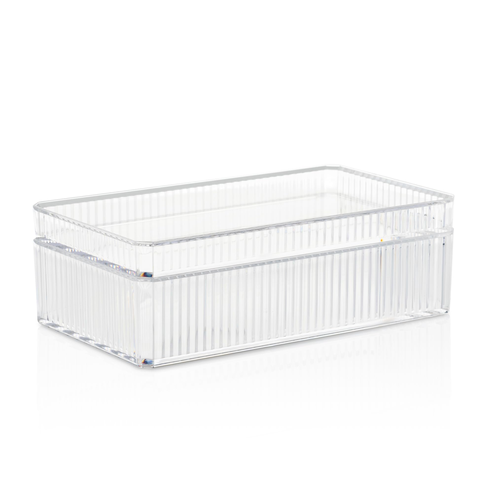 RAWR Acrylic Clear Stackable Storage Box With Lid - Plastic Makeup Organizer & Bathroom Storage For Medicine, Art Supplies, Jewelry, Stationery - Stackable Acrylic Drawers for Office Supply