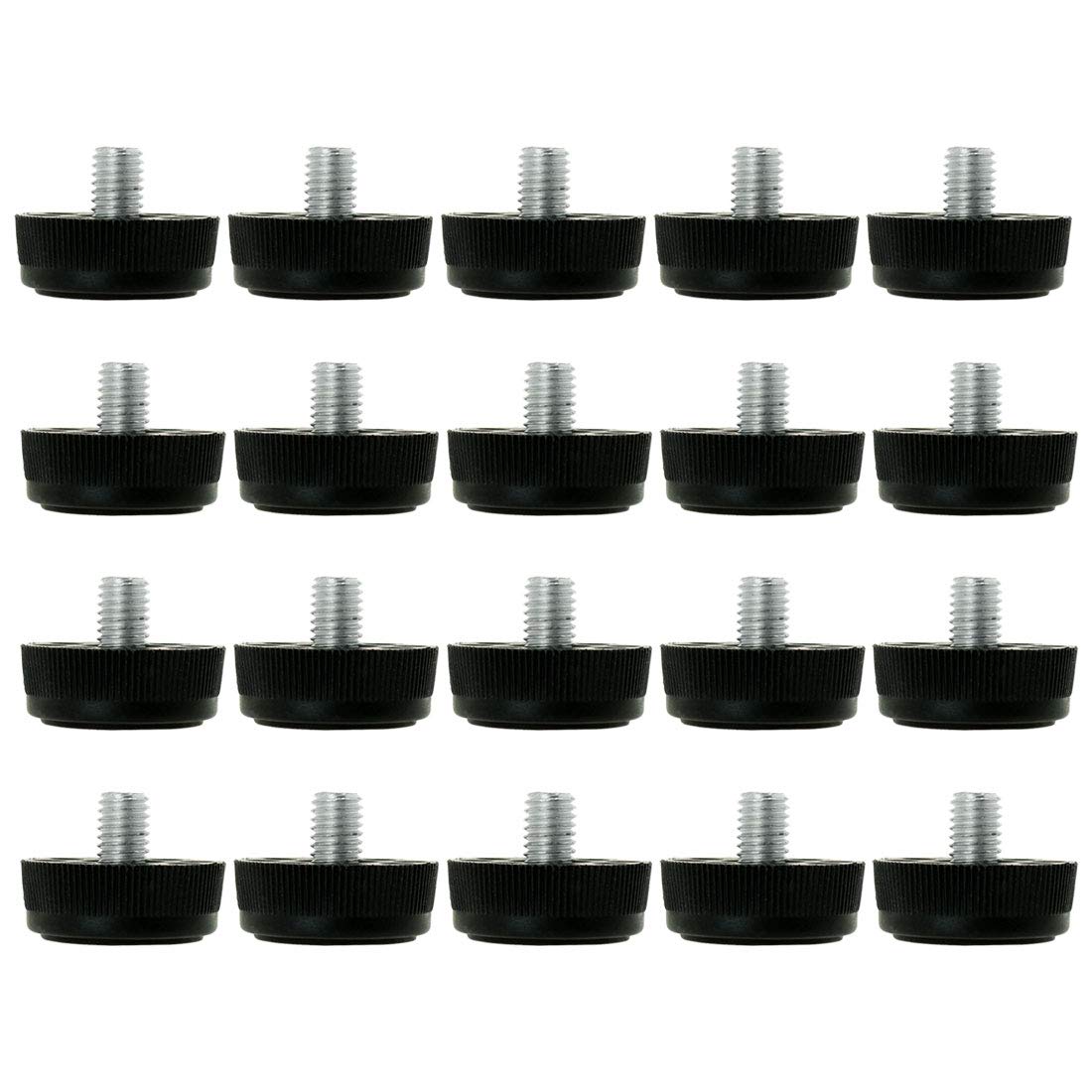 sourcingmap M8 x 10 x 30mm Furniture Glide Leveling Feet Thread Rod Adjustable Leveler Floor Protector for Table Leg 20 Pack