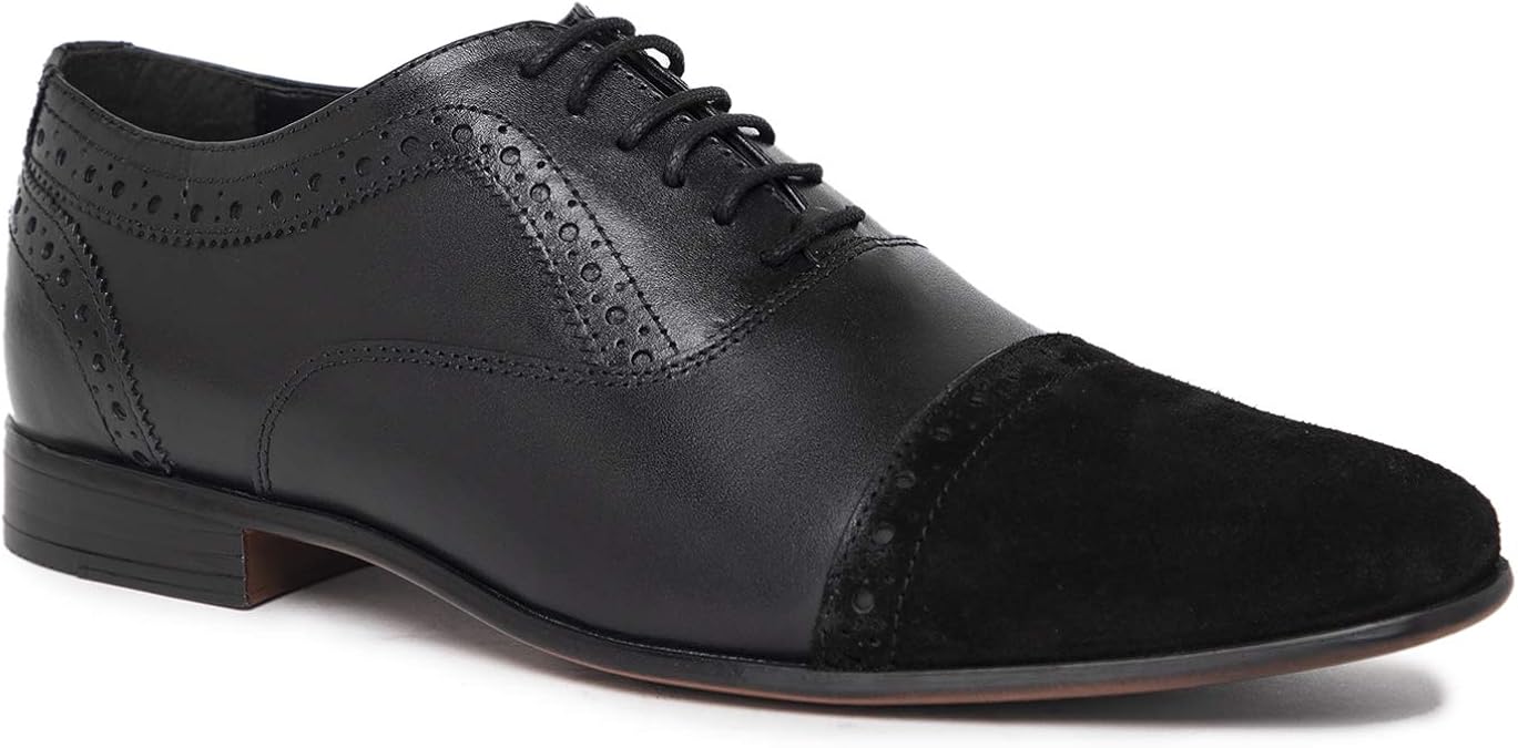 NOBLE CURVE Black Leather Oxford Shoes with