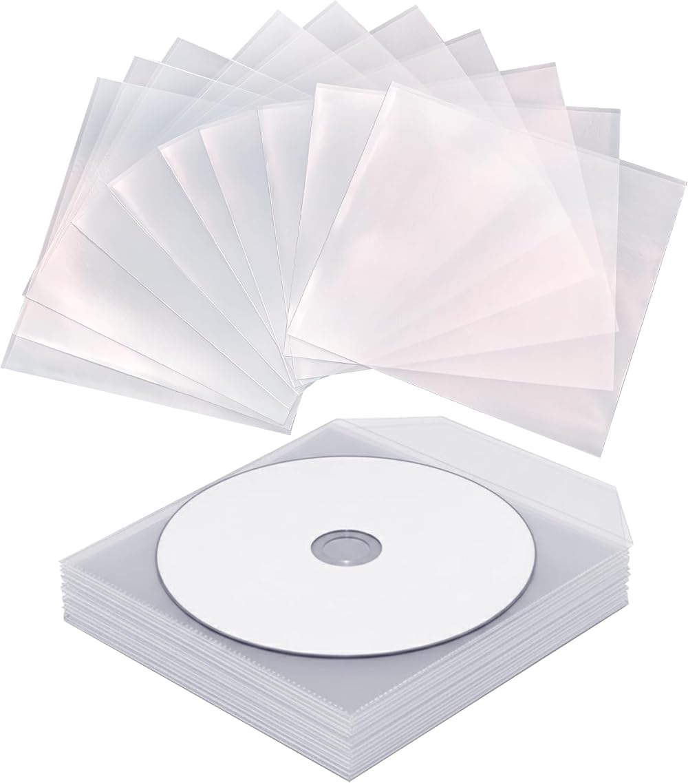 Oyedens CD Sleeves 100 pcs Plastic Envelopes for CD/DVD Blu-ray