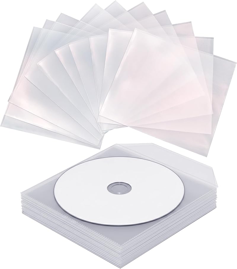 Oyedens CD Sleeves 100 pcs Plastic Envelopes for CD/DVD Blu-ray
