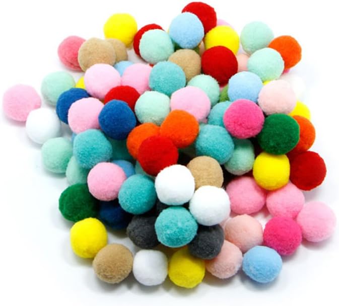 Kocome 100 pcs Assorted Mixed Color Soft Fluffy Pom Poms Pompoms Ball DIY Crafts (2cm)