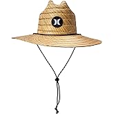 Hurley Men's Straw Hat - Weekender Natural Straw Hat with Medium Brim and Chin Strap - Beach Fishing Sun Hats for Men