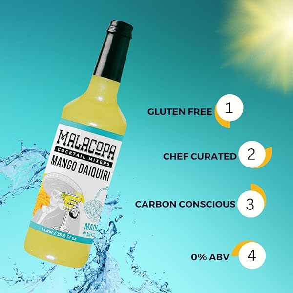 MALACOPA MIXERS MANGO DAIQUIRI COCKTAIL MIXER 1L – NON ALCOHOLIC, NATURAL & FRESH INGREDIENTS FOR A TROPICAL TWIST – HANDCRAFTED RECIPE FOR AUTHENTIC TASTE & REFRESHMENT