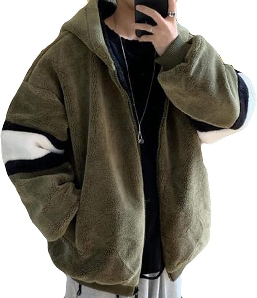 Amazon Alhylaボアコート メンズ 長袖 シンプル ねじり袖口 ボアブルゾン もこもこ 防寒 ショート丈 アウター 大きいサイズ 秋 冬 ファッション 韓国 スタイリッシュ コート ジャケット 通販