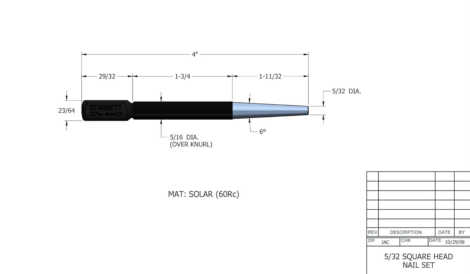 Starrett 800E Square Head Nail Set BigaMart